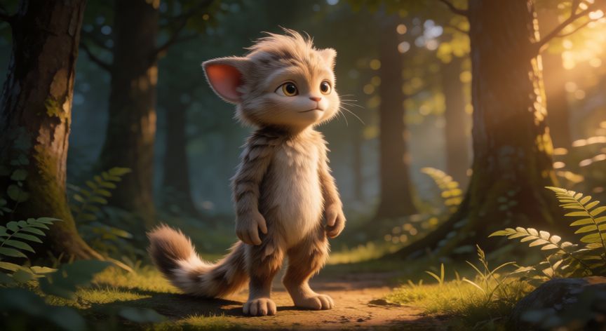 que animal furry soy, Criatura furry antropomórfica en un bosque al atardecer