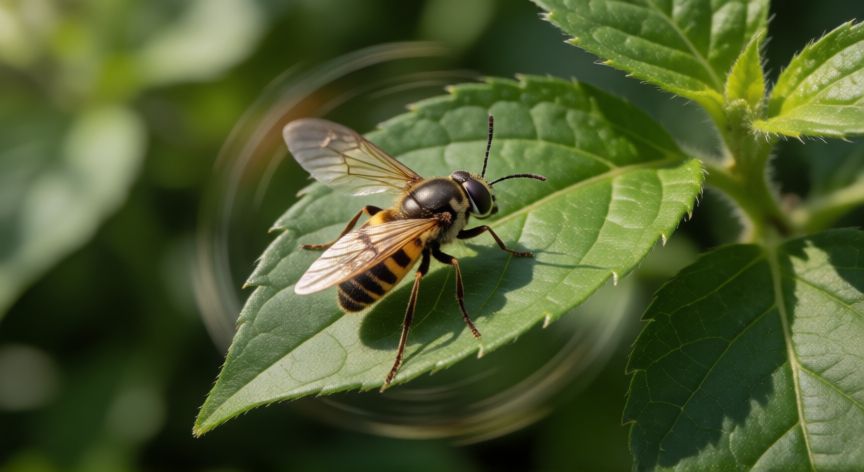 que animal gira 200 veces antes de morir, Insecto sobre una hoja con movimiento circular suave