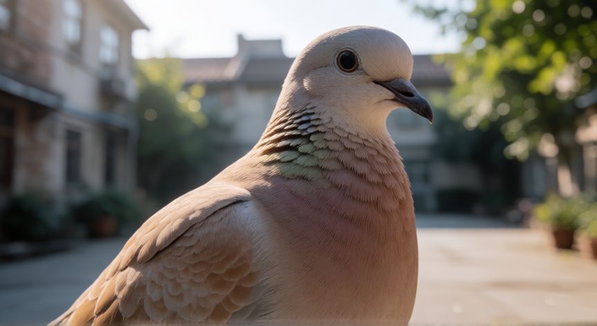 que animal grazna, Paloma en un patio urbano emitiendo su sonido característico
