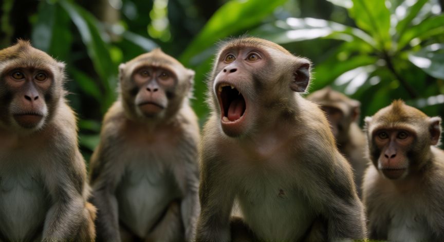 que animal grita como humano, Mono emitiendo un grito parecido al humano en la selva