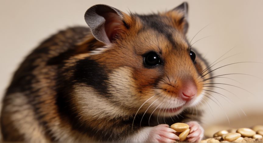 que animal guarda la comida en los cachetes, Hámster con las bolsas bucales llenas de semillas