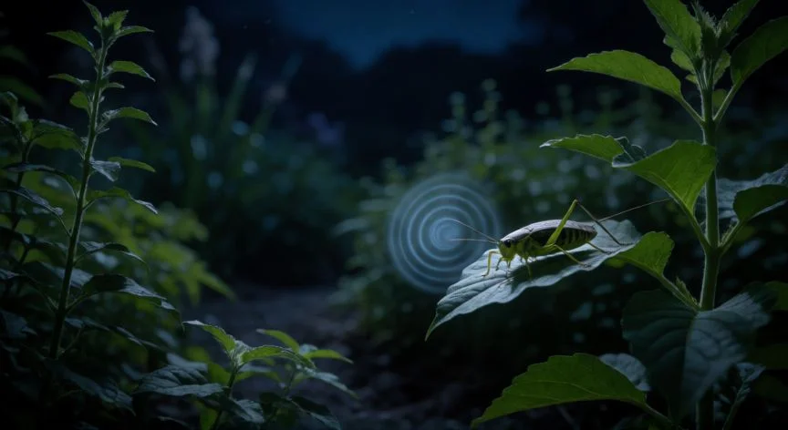 Búho cornudo ululando en un bosque nocturno bajo la luz de la luna