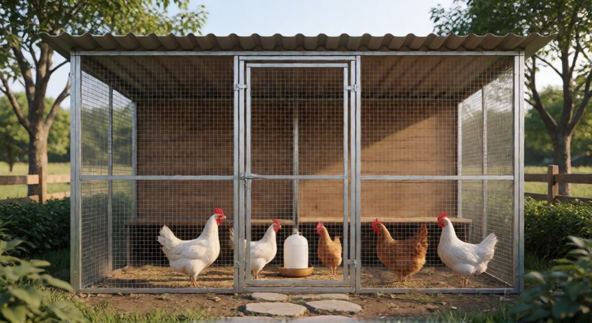 que animal le arranca la cabeza a las gallinas, Gallinero seguro con malla metalica y puerta doble para proteger gallinas de depredadores