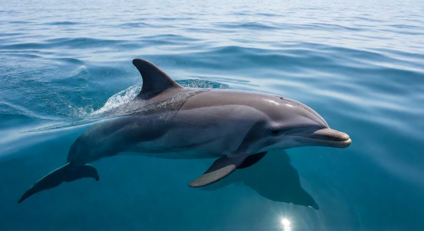 que animal no duerme, Delfín nadando en el océano practicando sueño unihemisférico