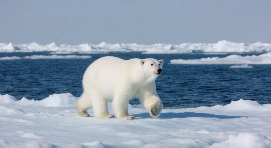 que animal no vive en el artico, Oso polar sobre el hielo marino del Ártico