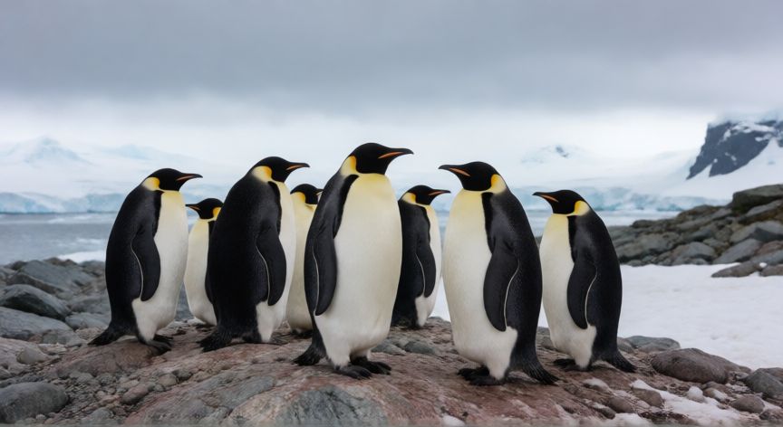 que animal no vive en el artico, Colonia de pingüinos emperador en la Antártida