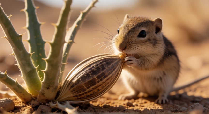 que animal obtiene agua de los alimentos, Detalle de semillas del desierto que proporcionan agua a los roedores