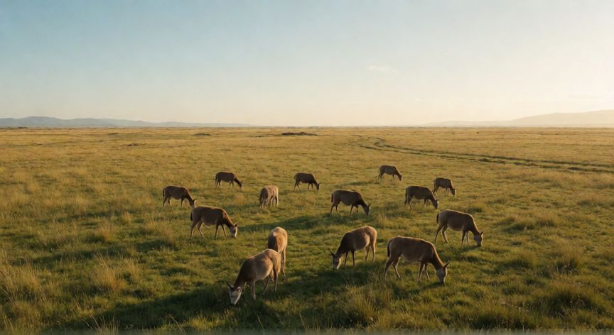 qué animal que tiene dos letras, Manada de ñus en la sabana africana vista desde arriba