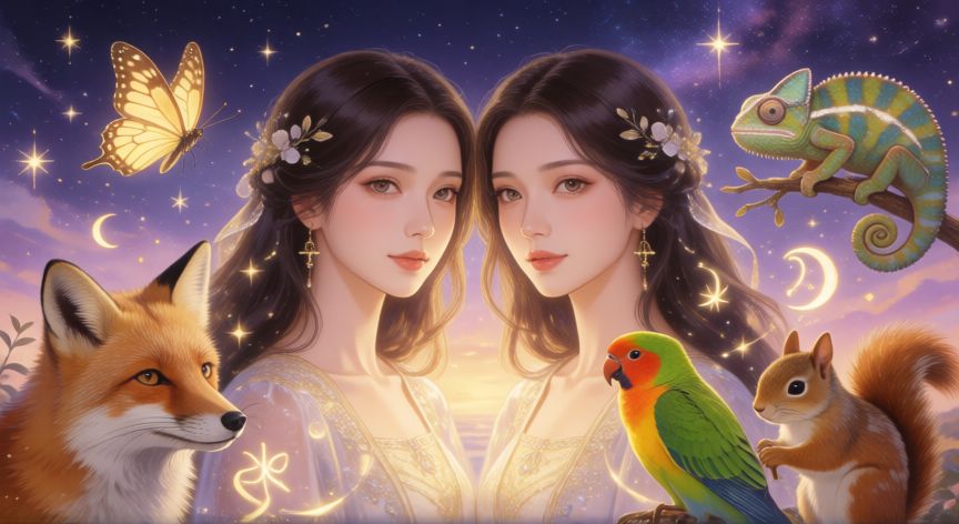 Simbología de Géminis en el zodiaco con animales espirituales asociados al signo
