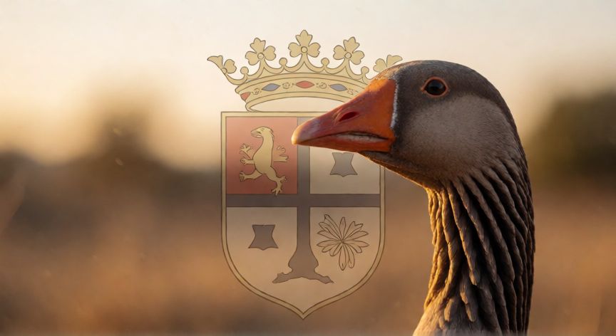 que animal representa a portugal, Primer plano de un ganso ibérico como símbolo nacional de Portugal