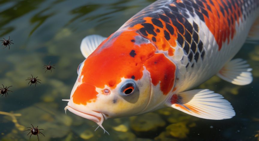 que animal se come las garrapatas, Carpa comiendo garrapatas en un estanque