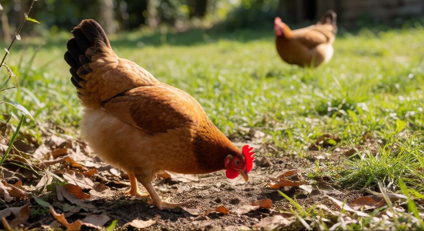 que animal se come las garrapatas, Gallina buscando garrapatas en el suelo