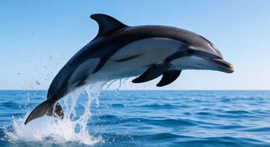 que animal usa la velocidad para defenderse, Delfín mulato saltando fuera del agua a gran velocidad