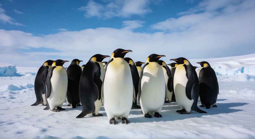 que animal vive siempre en la antartida, Colonia de pingüinos emperador en la Antártida