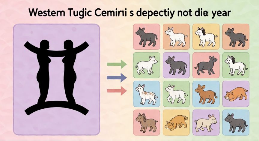 Diagrama comparativo entre el signo de Geminis y los animales del zodiaco chino