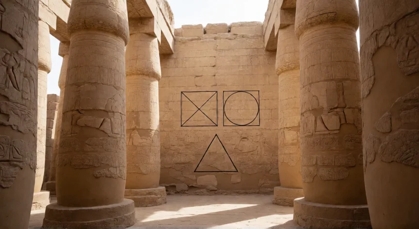 qué aportes hicieron los egipcios a la matemática, Diagramas geométricos egipcios tallados en la pared de un templo de Karnak