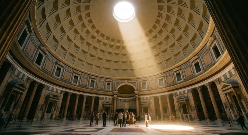 Interior del Panteón de Roma con su cúpula y oculus