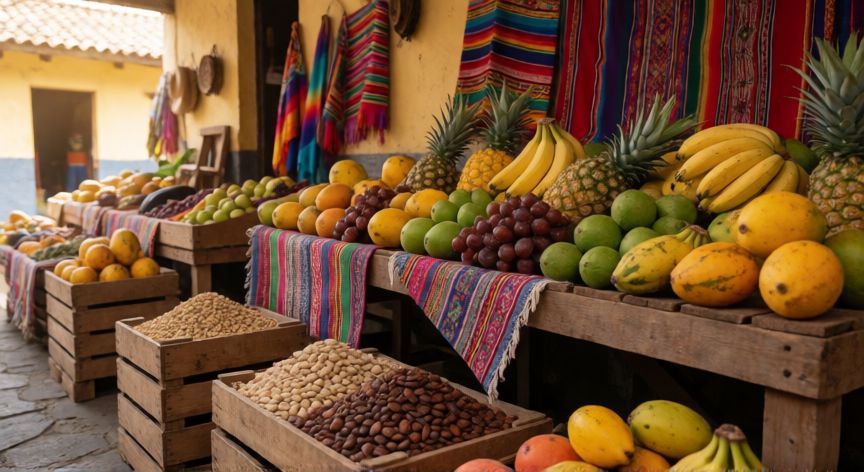qué elementos cambiarías o agregarías a la guía turística de tungurahua, Mercado local de Tungurahua con productos regionales y artesanías