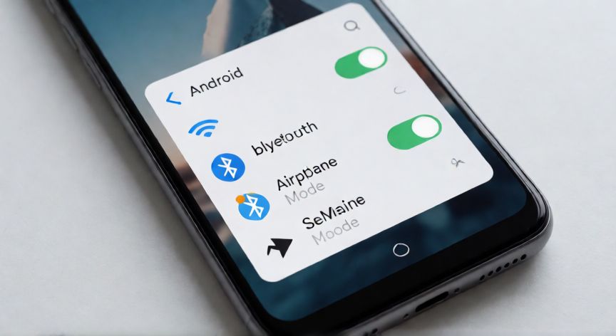 que es android com switch, Pantalla de un teléfono Android mostrando el panel de ajustes rápidos y conmutación