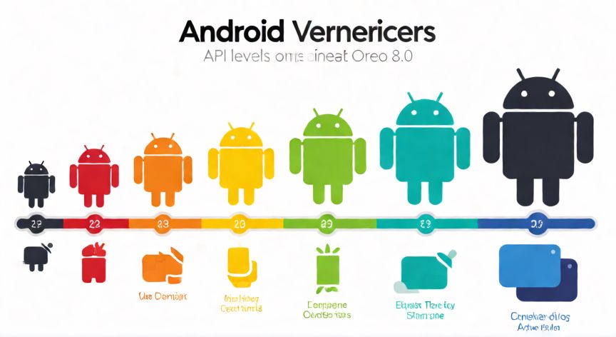 que es android os8, Línea de tiempo gráfica de la evolución de Android hasta la versión 8.0