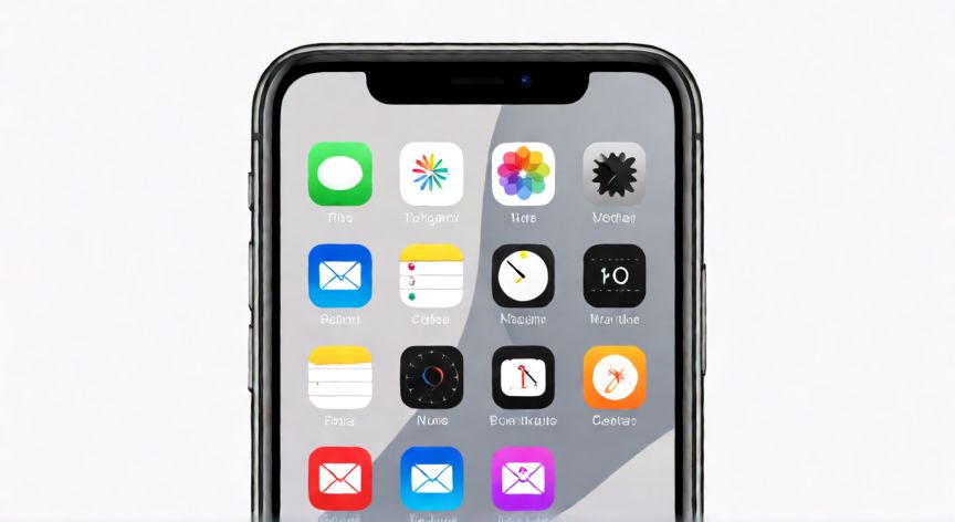 que es android y ios, Vista frontal de un iPhone mostrando el sistema operativo iOS con diseño minimalista