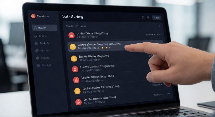 Pantalla de ordenador mostrando el panel de control de App Monitor con registros de errores