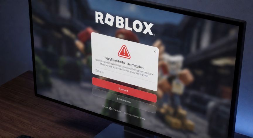 Pantalla de ordenador mostrando el mensaje de error 267 en la interfaz de Roblox