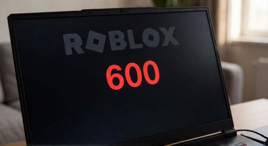 Pantalla de ordenador mostrando el Error 600 en Roblox