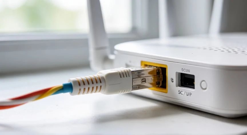 Conector de fibra óptica sucio en un router Telecentro