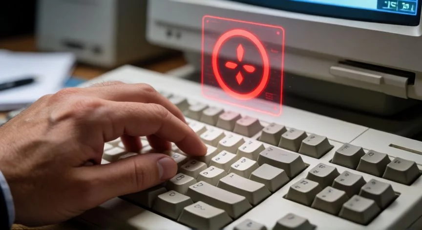 Manos cometiendo un error operativo al teclear datos en una oficina
