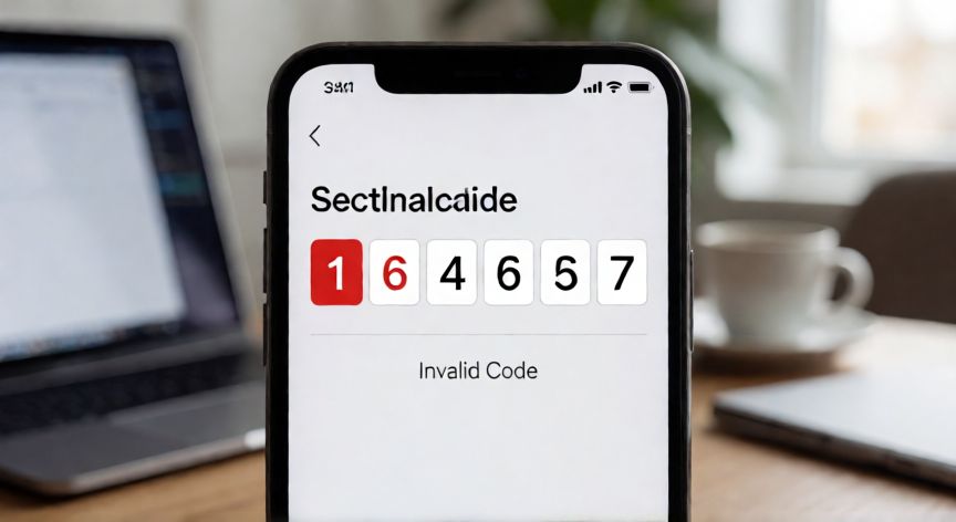 Pantalla de móvil mostrando un error al introducir el código OTP