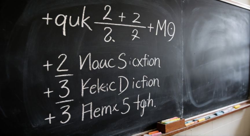 que es formula y despeje ejemplos, Pizarra de clase con la fórmula cuadrática y ejercicios de despeje resueltos en tiza