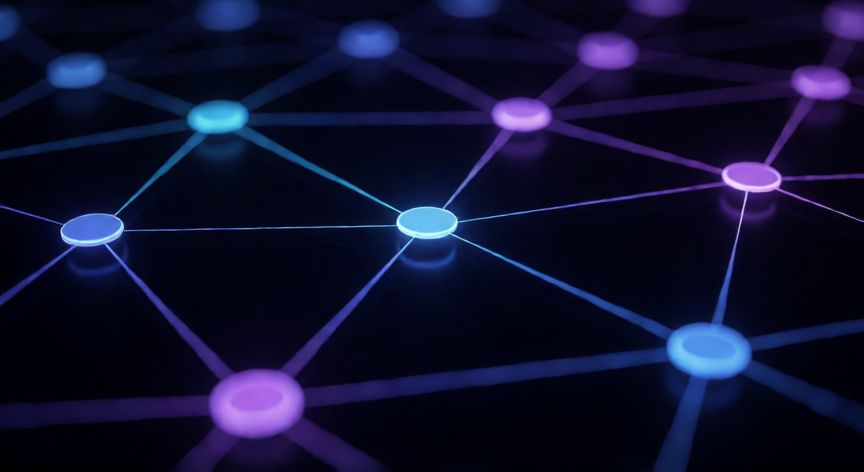 que es ip ordenador, Visualización abstracta de una red de computadores con nodos conectados