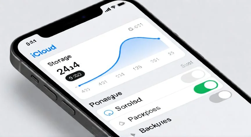 Pantalla de iPhone mostrando la configuración de iCloud y uso de almacenamiento