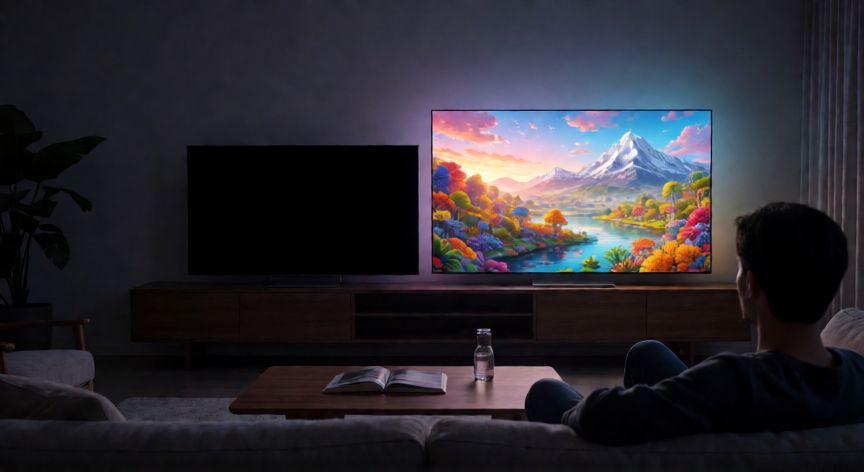 que es la tecnologia qned de lg, Comparación entre TV OLED y TV LG QNED en sala de cine