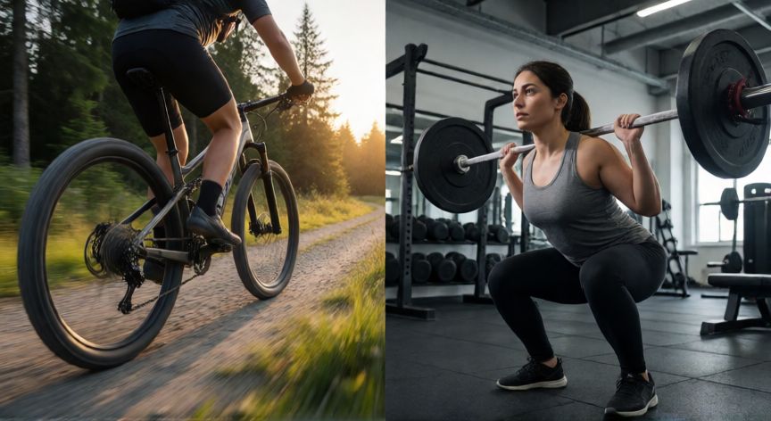 que es mejor andar en bici o ir al gimnasio, Comparativa visual entre hacer ciclismo al aire libre y entrenamiento de fuerza en el gimnasio