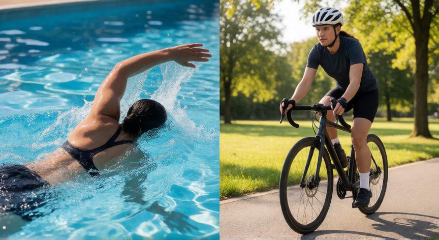 que es mejor andar en bici o nadar, Comparación entre nadar en la piscina y andar en bicicleta al aire libre