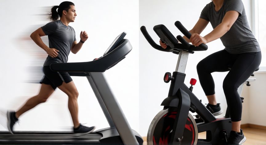 que es mejor correr o bici fija, Comparación entre correr en cinta y pedalear en bicicleta estática