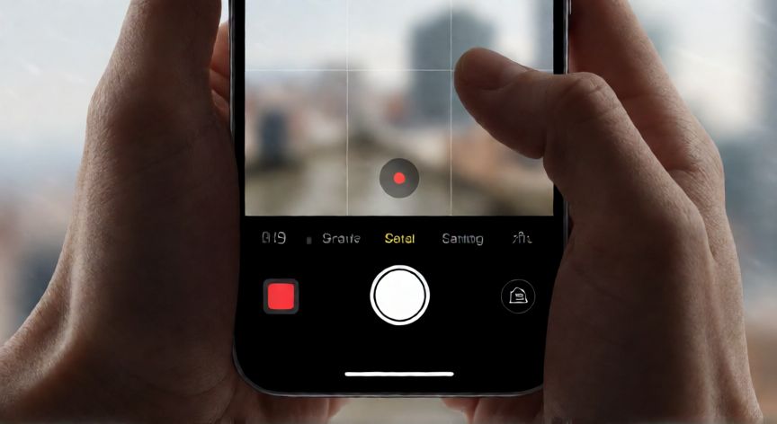 que es mejor iphone o samsung, Detalle de las interfaces de cámara de iPhone y Samsung en manos de un usuario