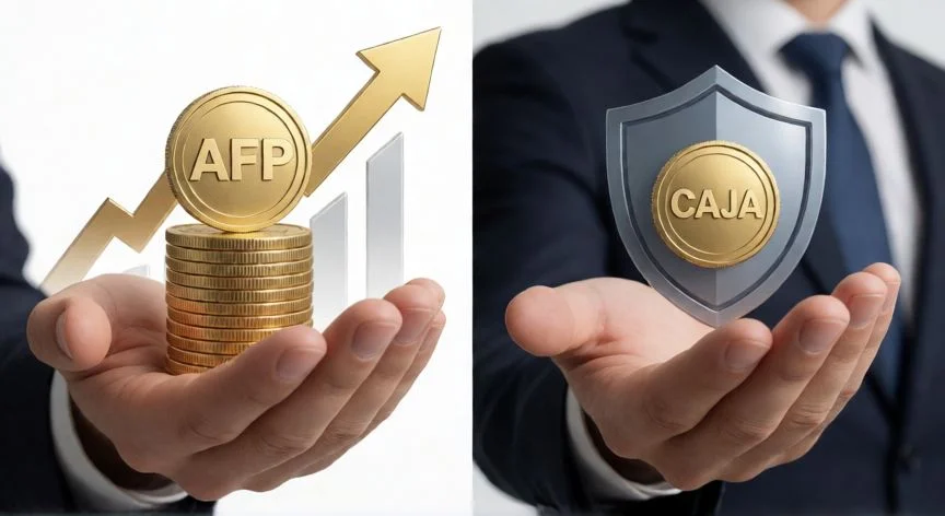 Comparación visual entre sistema de AFP y Caja de Compensación