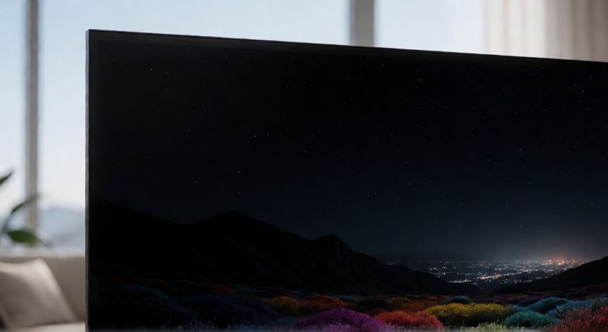 Detalle de pantalla de televisor OLED mostrando negros profundos y alto contraste