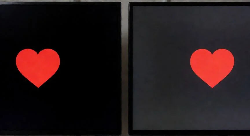 Comparativa de contraste entre tecnología OLED y pantalla HD estándar mostrando negros puros