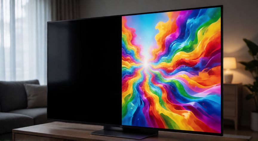 que es mejor oled o nano, Comparación visual de contraste entre pantalla OLED y tecnología Nano