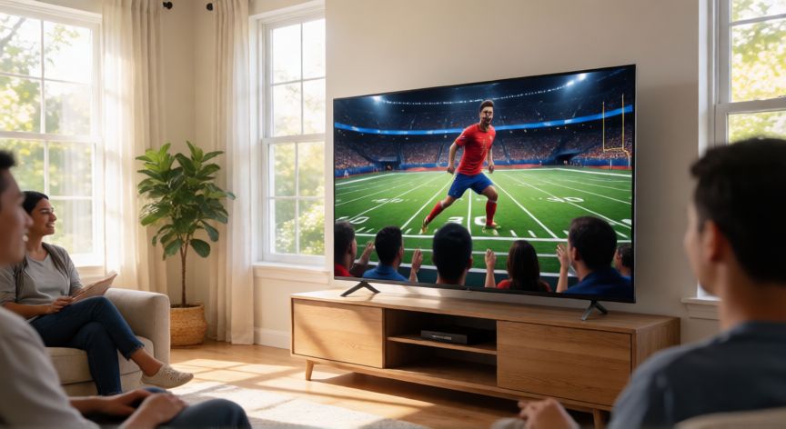 que es mejor oled o nano, Televisión con tecnología Nano en una sala luminosa mostrando colores vibrantes