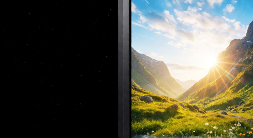 Comparativa visual de pantallas OLED y QLED mostrando diferencias en negros y brillo