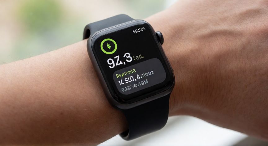 que es mejor para correr garmin o apple watch, Apple Watch en la muñeca mostrando interfaz de aplicación de carrera