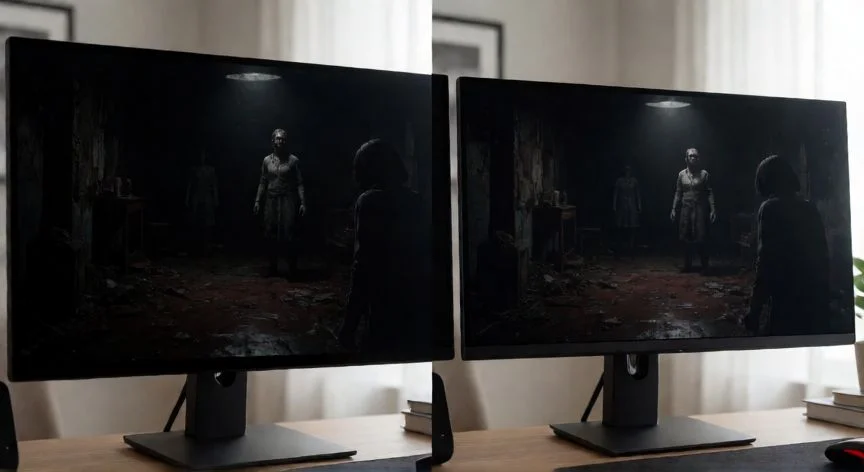 Comparativa visual de paneles OLED y QLED mostrando diferencias en contraste