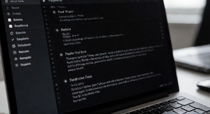 Pantalla de portátil en modo oscuro mostrando alto contraste