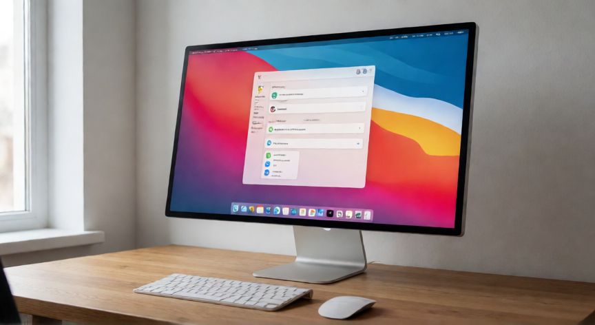 Monitor de ordenador en escritorio con interfaz de escritorio visible