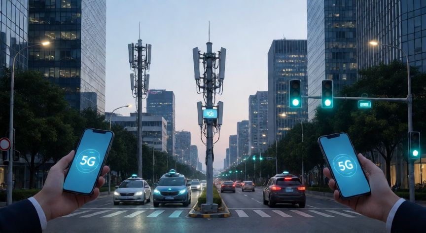 que es tecnología 5g, Red 5G conectando móviles, vehículos y ciudades inteligentes